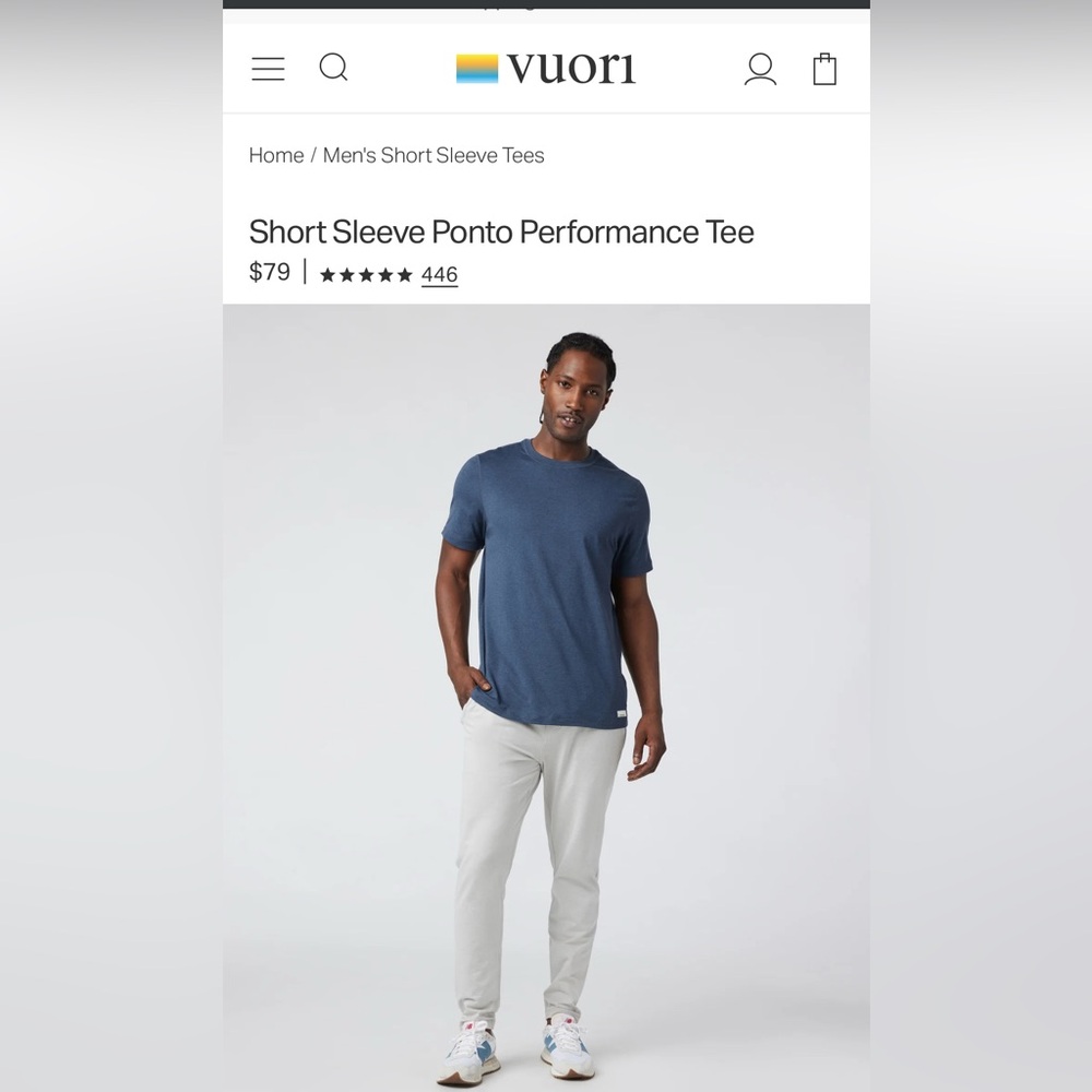 Vuori Men's Short Sleeve Ponto Performance Tee